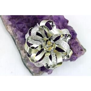 Vintage Coro Silvertone Bow Floral Brooch